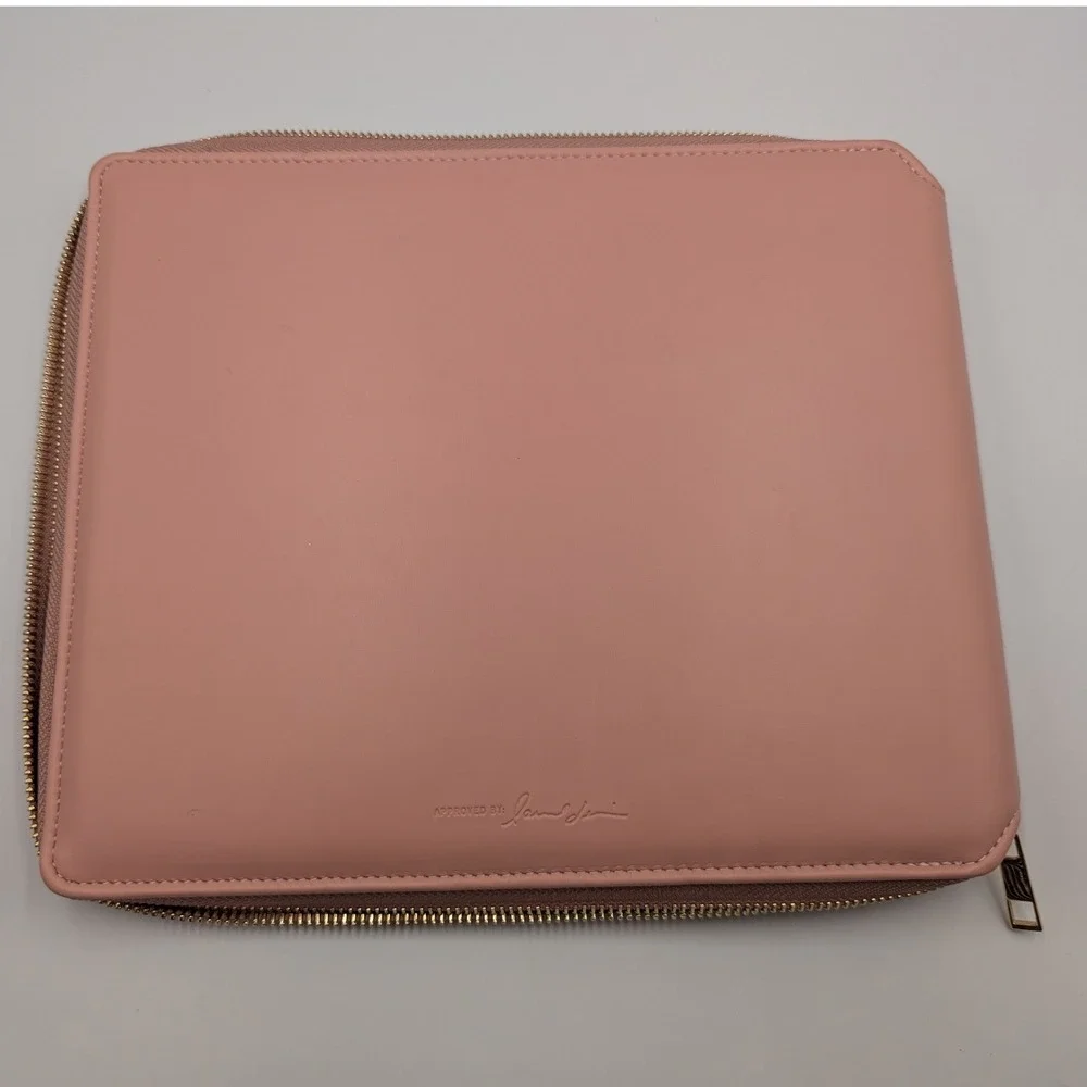 Planner Folio Blush Pink Vegan Leather Zip Organizer O/S